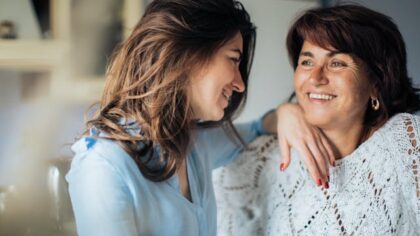 Mother and daughter are talking