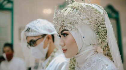 Close-up Shot of a Bride and a Groom
